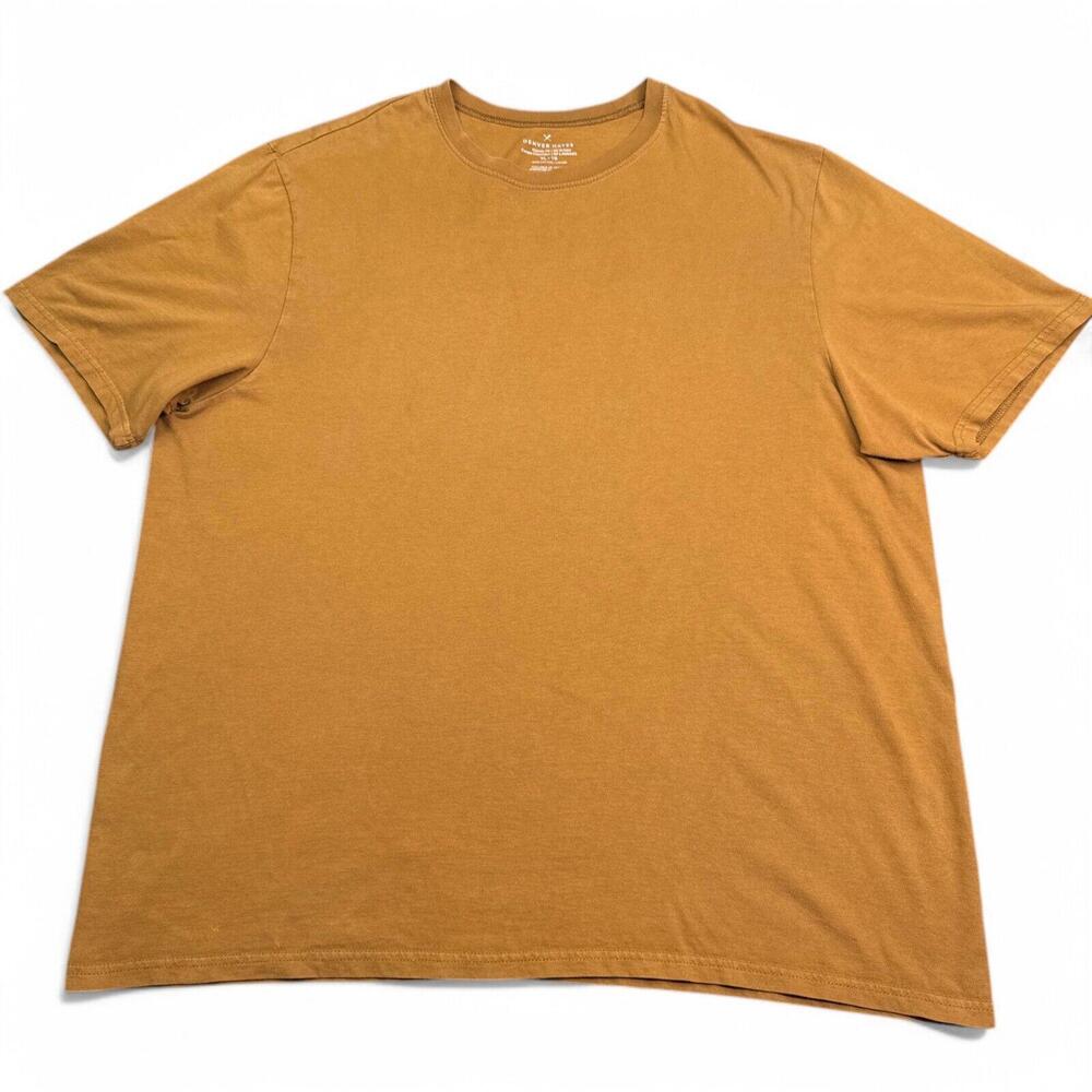 Denver Hayes Tee Shirt Mens Size XL Mustard Yellow Crew Neck Classic Fit